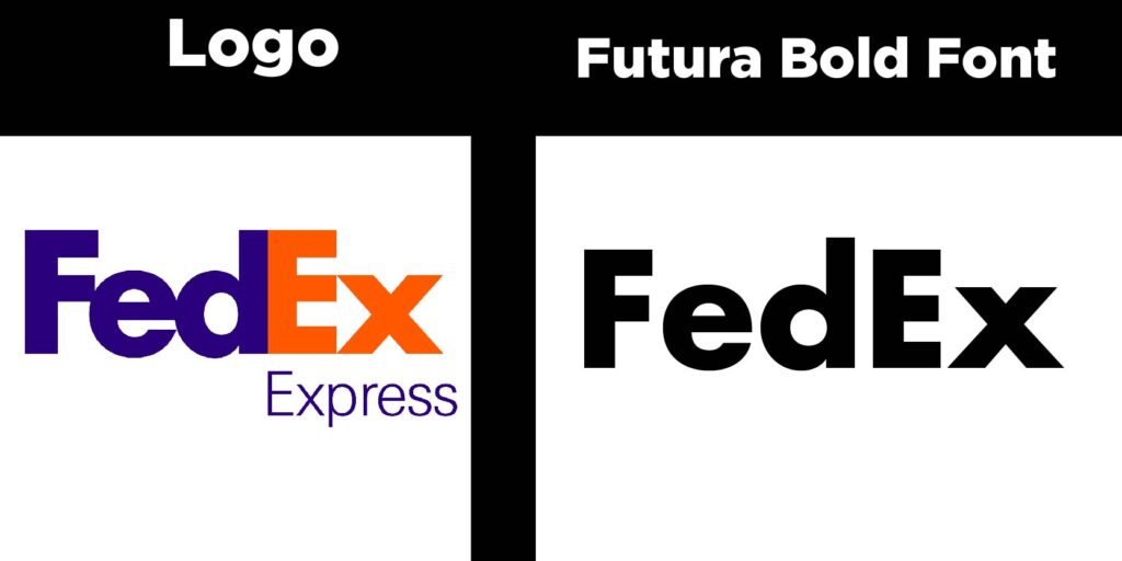 FedEx Logo font vs Futura Bold Font comparison example