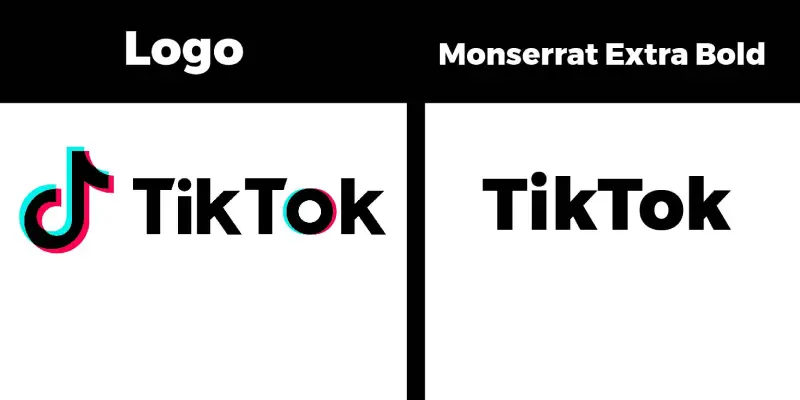 TikTok Logo vs Montserrat Extra Bold font comparison example