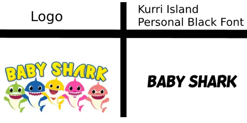 baby Shark logo vs Kurri Island black font similarity