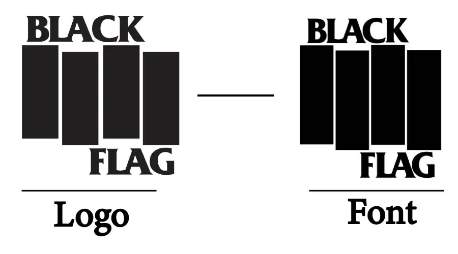 Black logo vs font comparison example