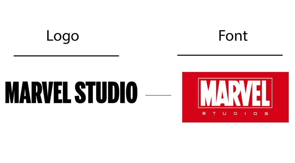 Marvel logo vs Marvel font similarity example