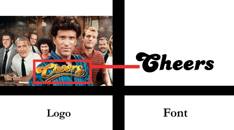 Cheers TV show logo vs Candice font similarity example