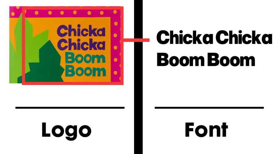 Chicka Chicka Boom Boom logo vs Chicka Chicka Boom Boom Font similarity example