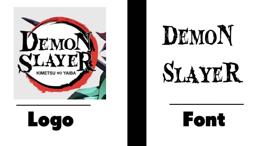Demon Slayer logo vs bloodcow condense font similarity example