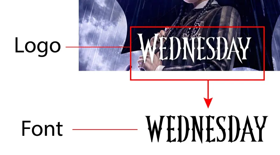 Wednesday logo vs Wednesday Font Similarity Example