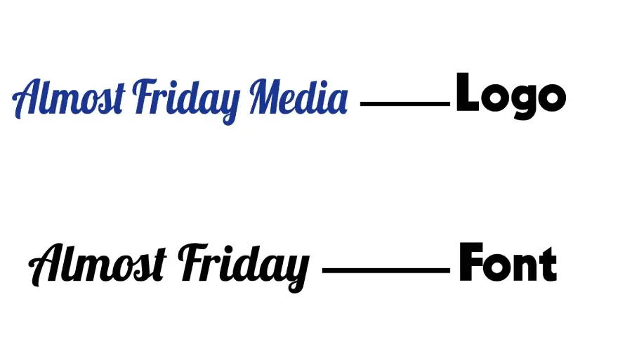 Almost Friday logo vs Lobster Font similarity