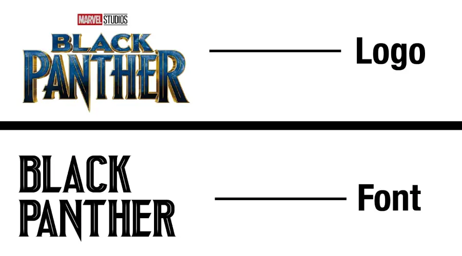Black Panther Movie logo vs Panthera Font similarity example