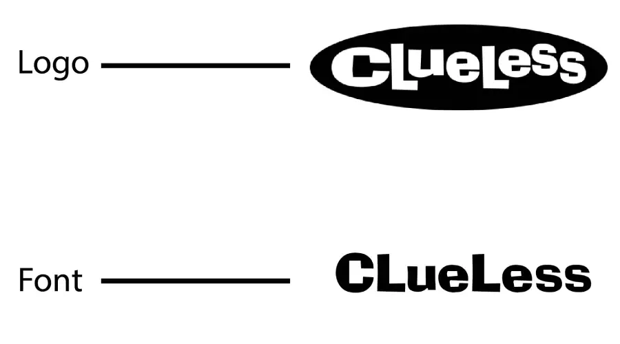 Clueless logo vs Ad Lib font similarity example