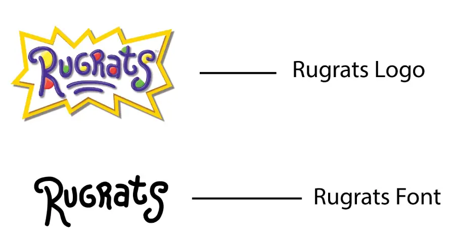 Rugrat Logo vs Rugrats font similarity example
