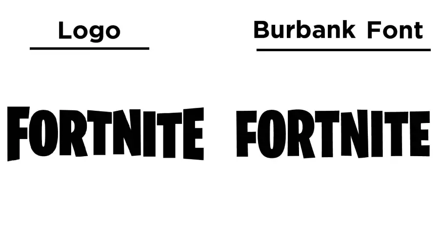 Fortnite logo vs Burbank Big Condensed Black Font similarity example
