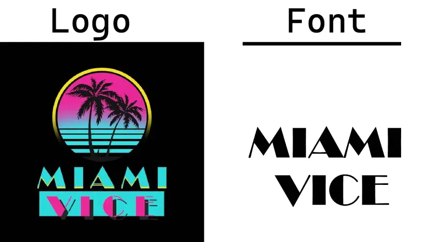 Miami Vice logo vs Broadway Regular font similarity example