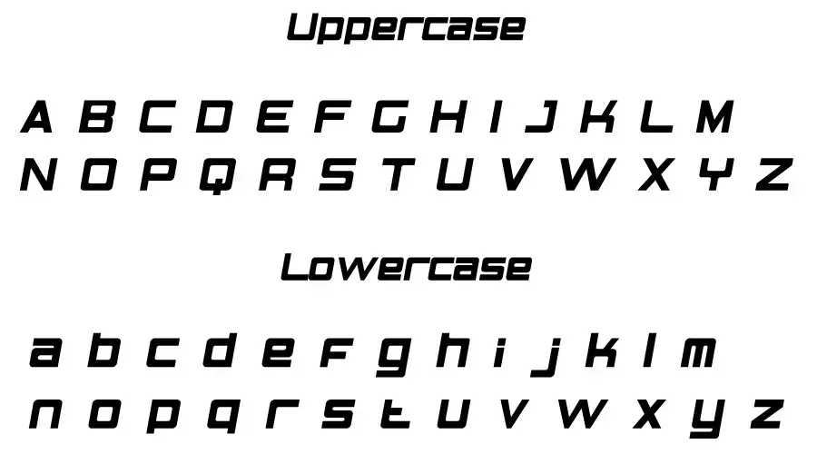 The Flash Font Character map